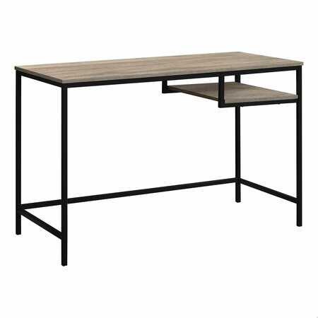 HOMEROOTS 30 in. Dark Taupe MDF & Black Metal Computer Desk 333491